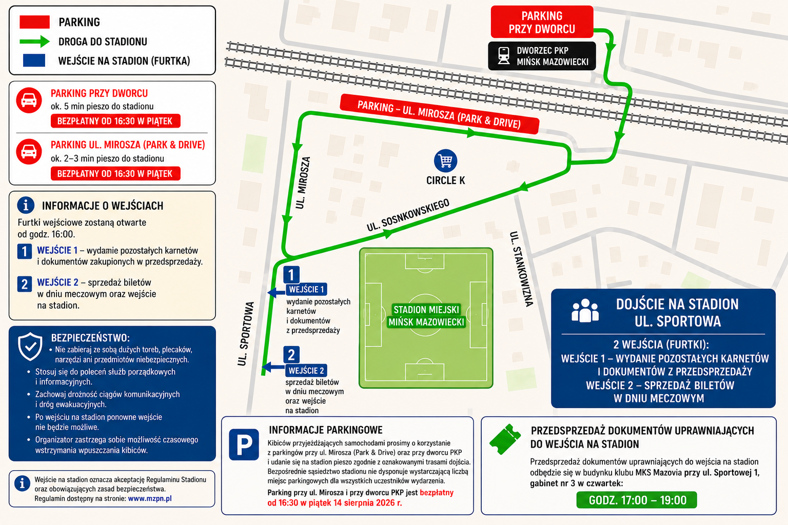 WAŻNE INFORMACJE DLA KIBICÓW PRZED MECZEM Z ZĄBKOVIĄ