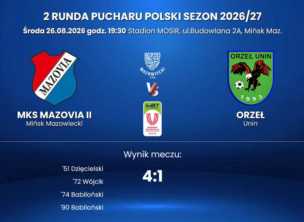 Pierwsze zwycięstwo Mazovii II w Pucharze Polski 1 Zrzut ekranu 2026 08 26 230357